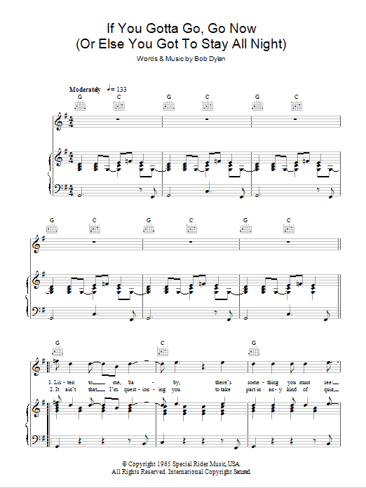 Produktgalerie: Seite 1 von 1 If You Gotta Go, Go Now, Bob Dylan, Gesang, Gitarre, Klavier