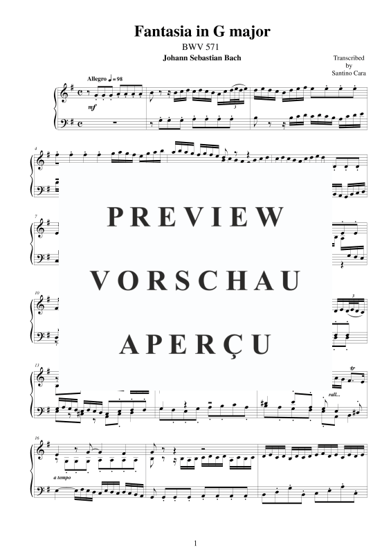 Produktgalerie: Seite 2 von 8 Fantasia in G-Dur BWV 571, , Klavier Solo