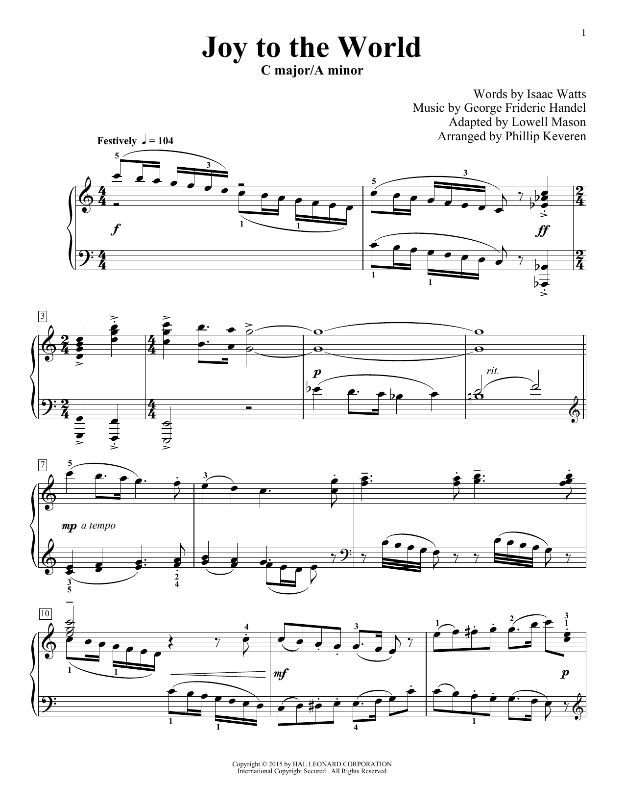 Produktbild zu: Joy To The World (arr. Phillip Keveren)