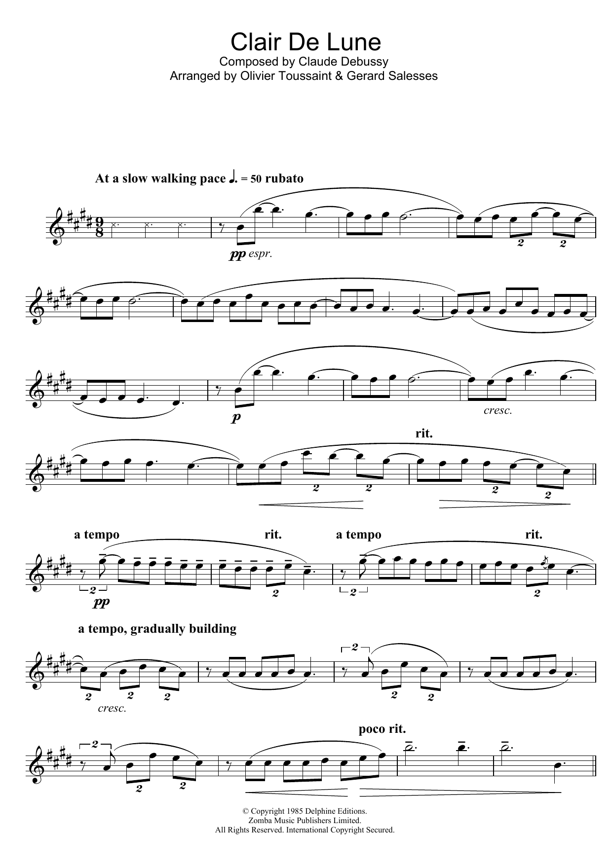 Product gallery: Page 1 of 1 Clair De Lune, Claude Debussy