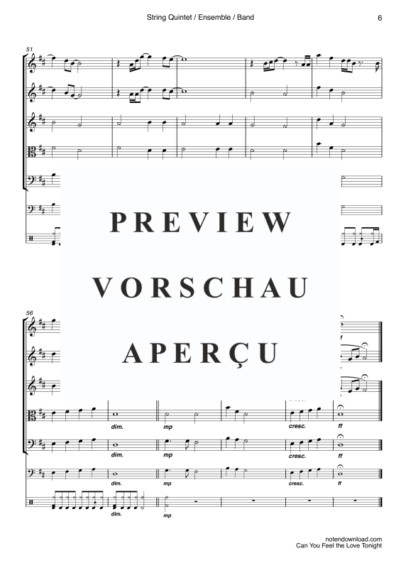 Produktgalerie: Seite 9 von 11 Can You Feel The Love Tonight, John, Elton, Streicher Quintett/Ensemble/Band - Klavier, E-Bass und Drum Set opt.