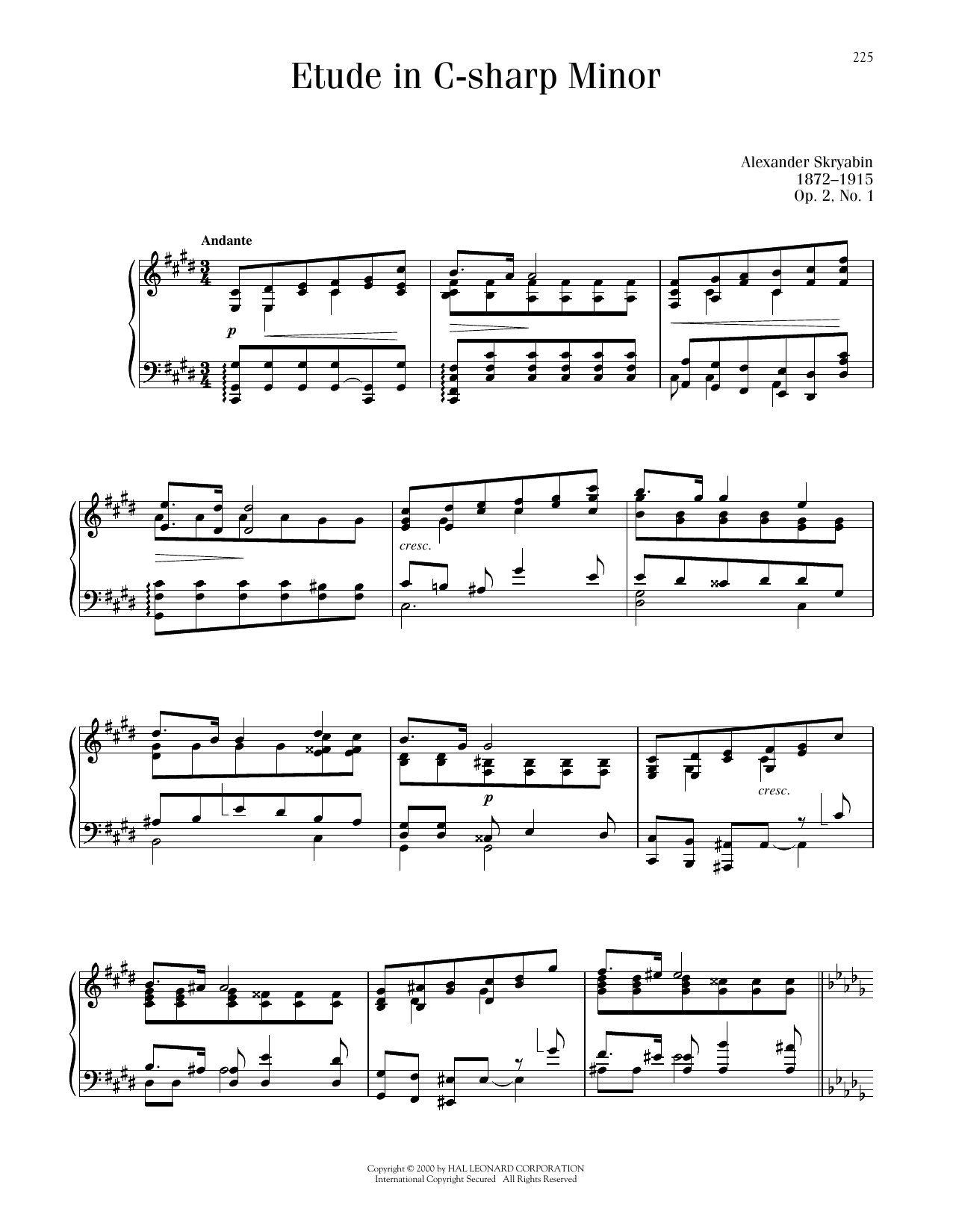 Produktbild zu: Etude In C# Minor, Op. 2, No. 1