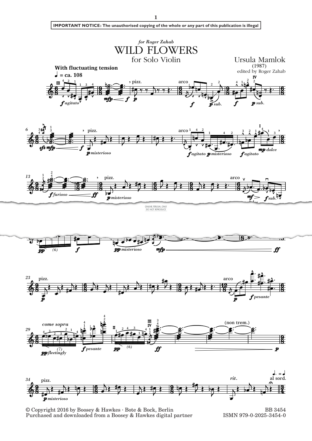 Produktgalerie: Seite 1 von 1 Wild Flowers, Ursula Mamlok, Violine