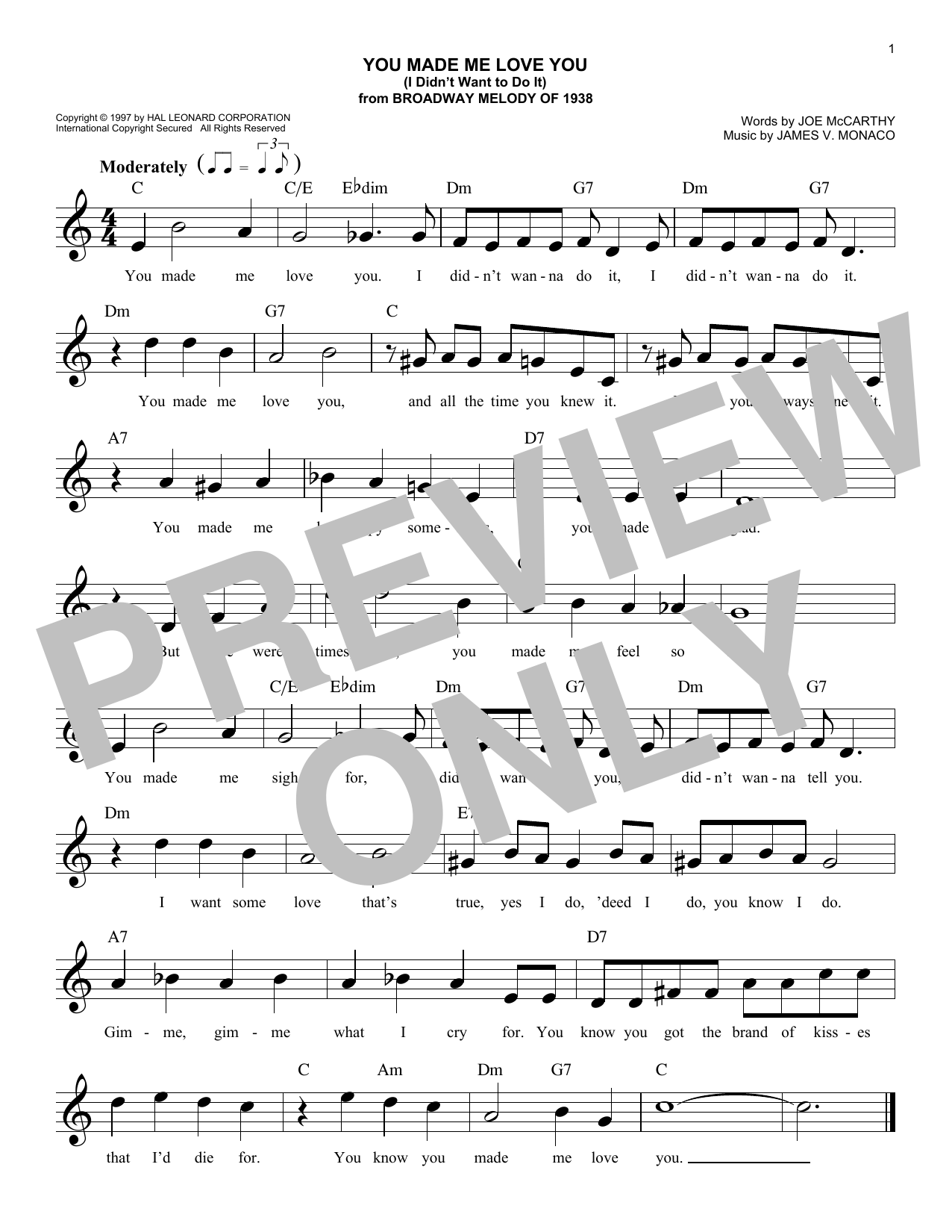 Product picture to:  You Made Me Love You (I Didn't Want To Do It) - Joe McCarthy