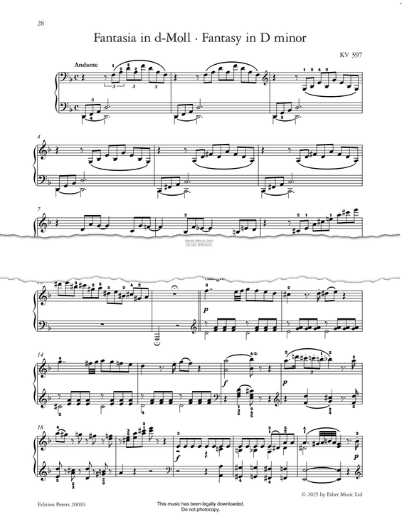 Produktbild zu: Fantasy in D minor, KV 397