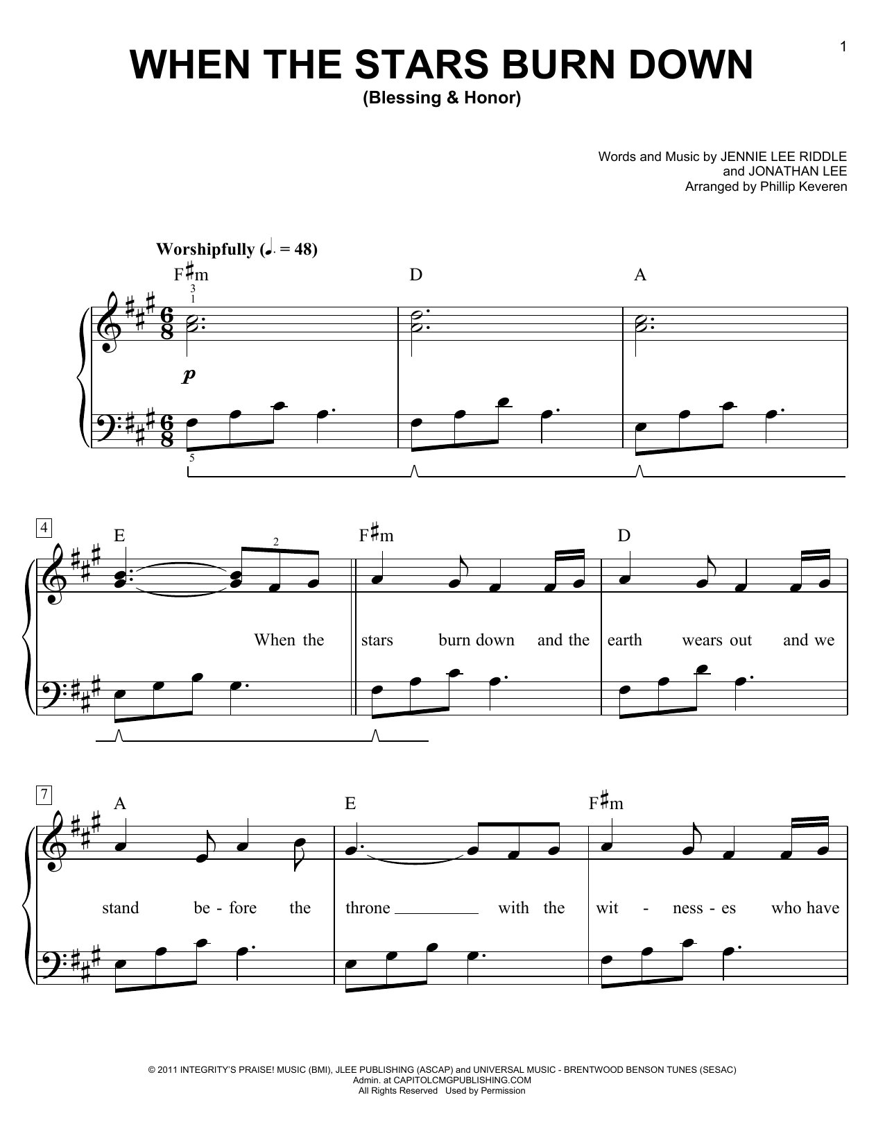 Produktbild zu: When The Stars Burn Down (Blessing & Honor) (arr. Phillip Keveren)