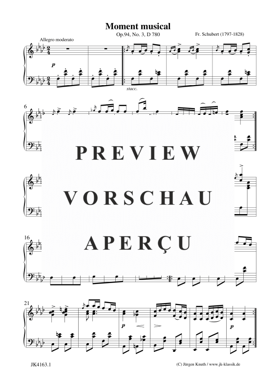 gallery: Moment musical Op.94, No. 3, D 780, , Klavier Solo