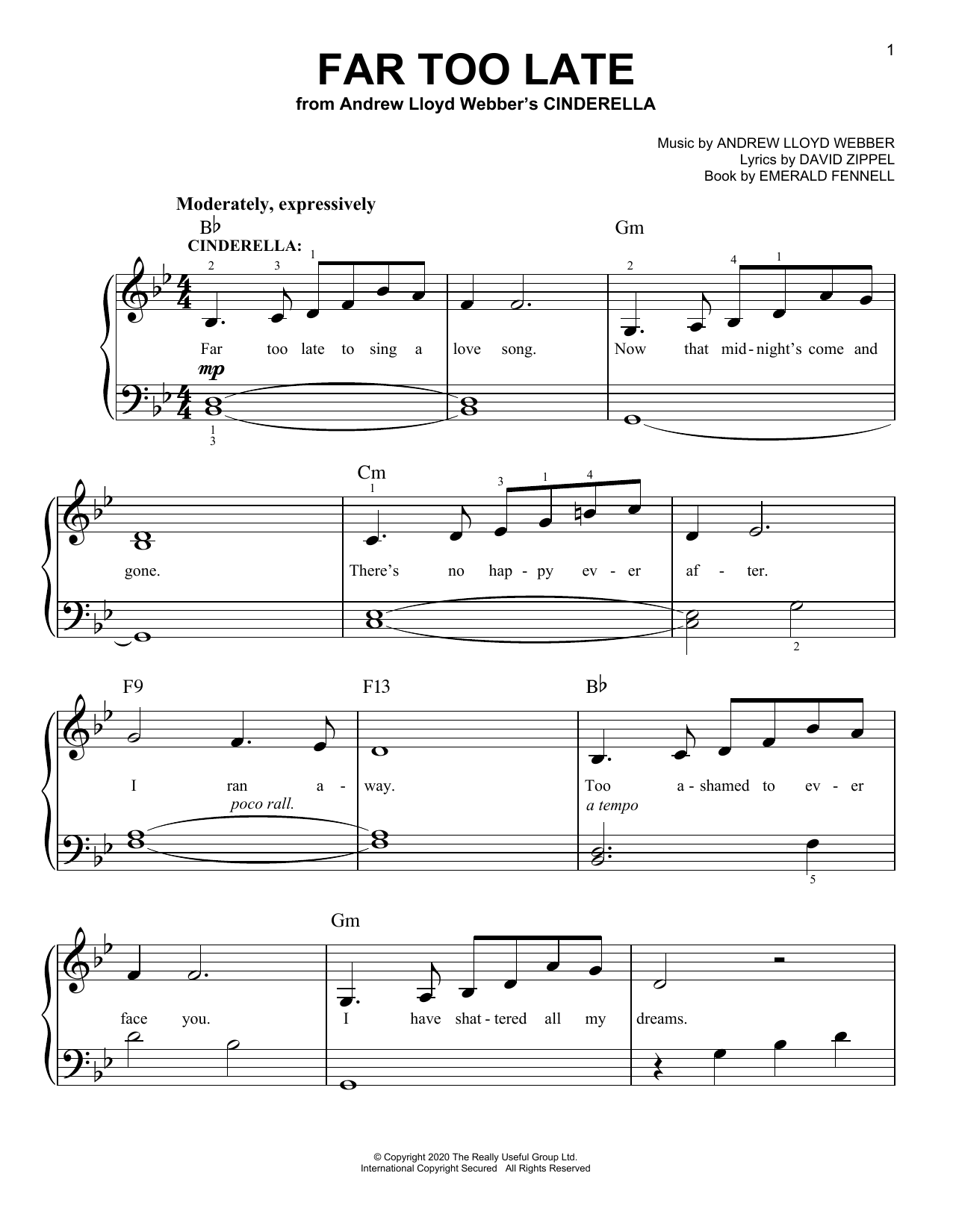 Produktbild zu: Far Too Late (from Andrew Lloyd Webber's Cinderella)