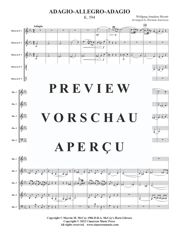 Product gallery: Page 4 of 11 Adagio, Allegro, and Adagio, , Horn Quintet