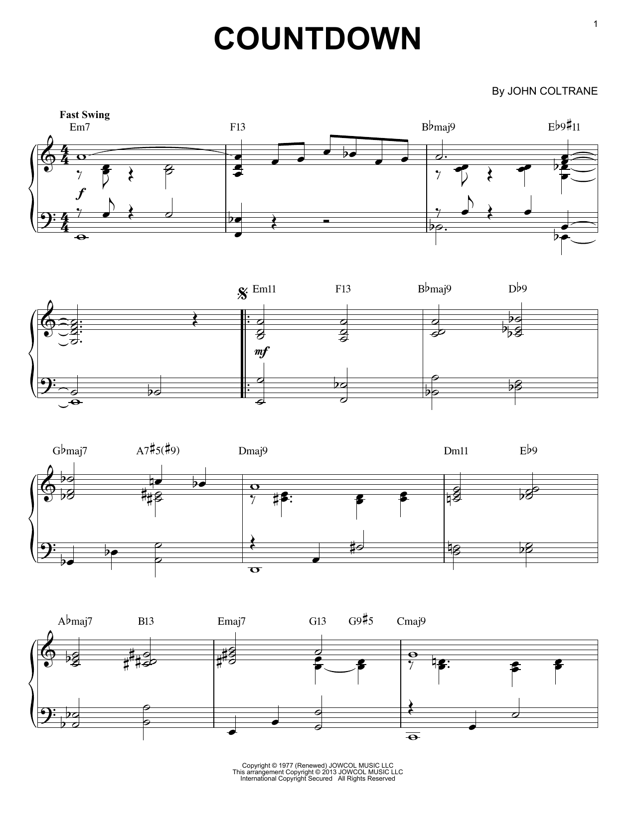 Product gallery: Page 1 of 1 Countdown (arr. Brent Edstrom), John Coltrane