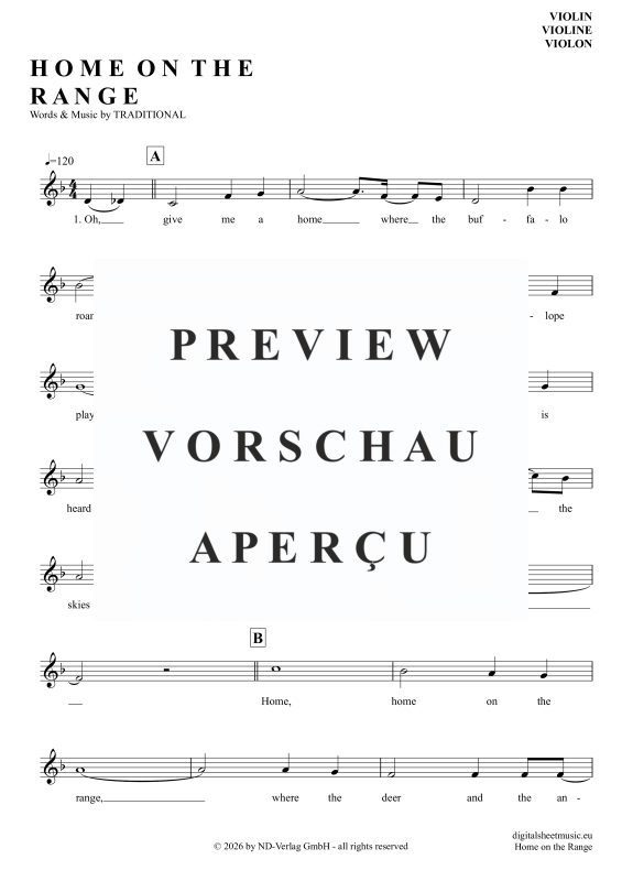 Product gallery: Page 2 of 4 Home On The Range, Folk Song, American, (violin)