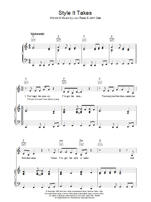 Produktgalerie: Seite 1 von 1 Style It Takes, Lou Reed, Gesang, Gitarre, Klavier