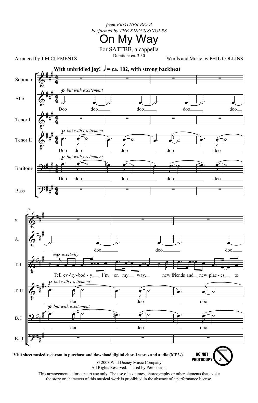 Product picture to: On My Way (from Brother Bear) (arr. Jim Clements)