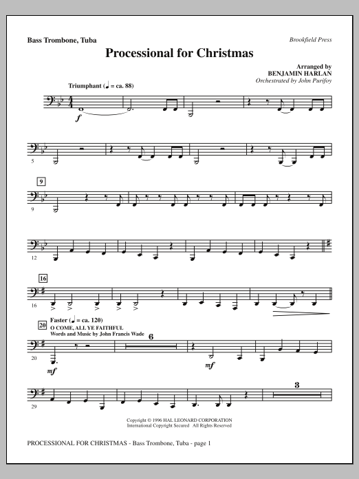 Produktbild zu: Processional For Christmas - Bass Trombone/Tuba