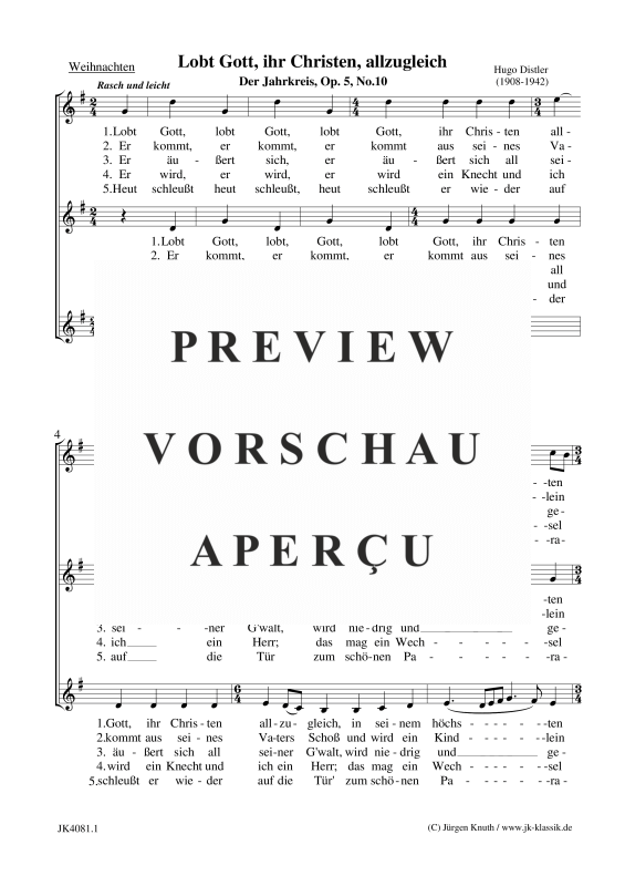 gallery: Lobt Gott, ihr Christen, allzugleich (Der Jahrkreis, Op.5 No.10), , Frauenchor