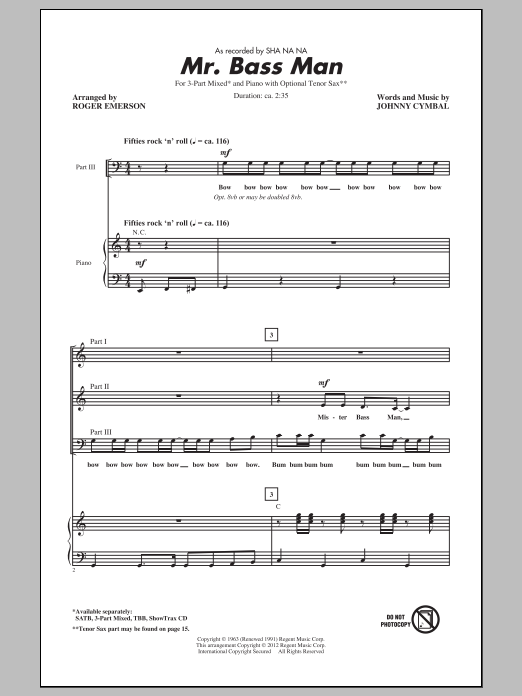 Produktgalerie: Seite 1 von 1 Mr. Bass Man, Roger Emerson, Chor