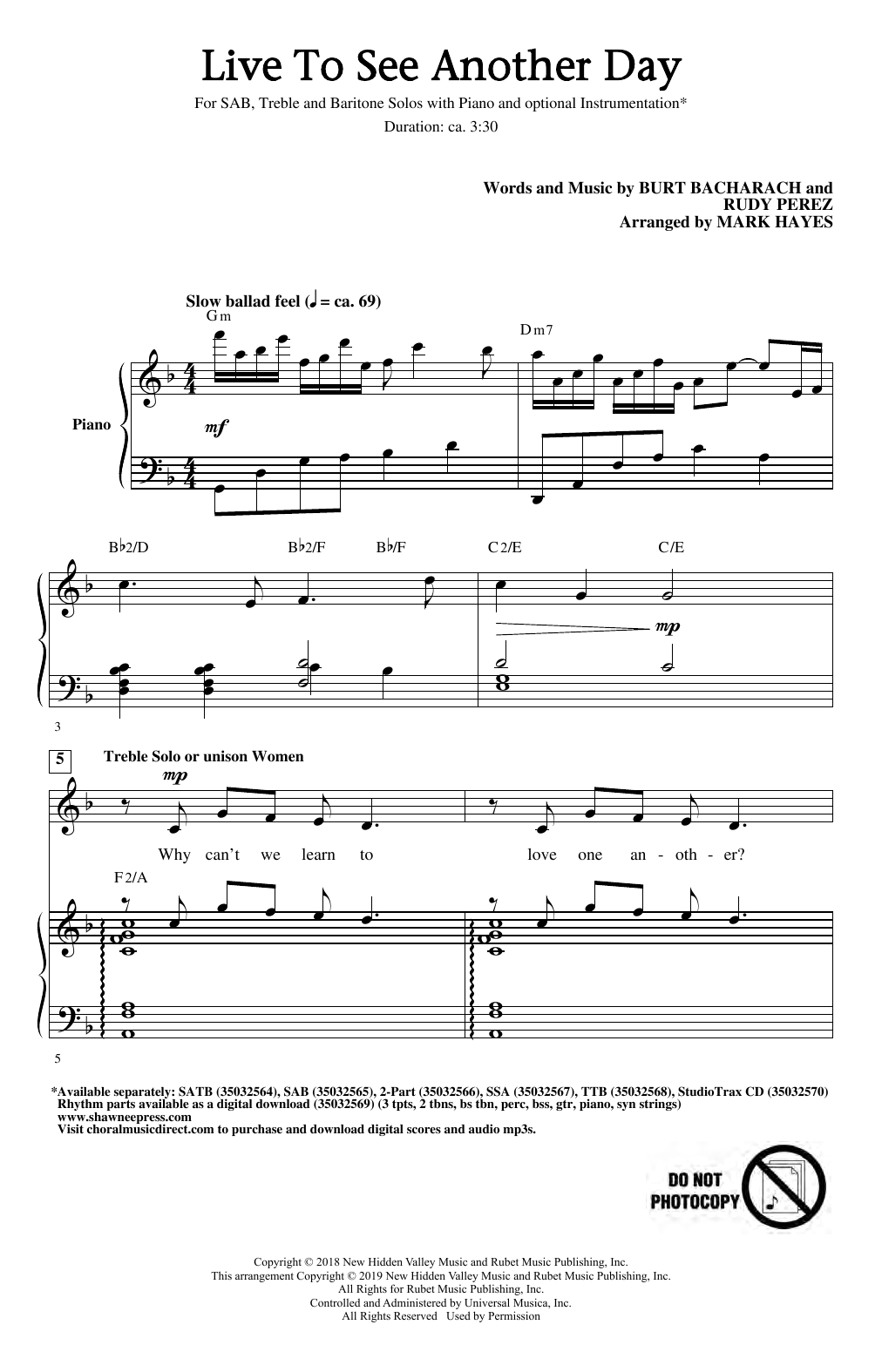 Produktbild zu: Live To See Another Day (arr. Mark Hayes)