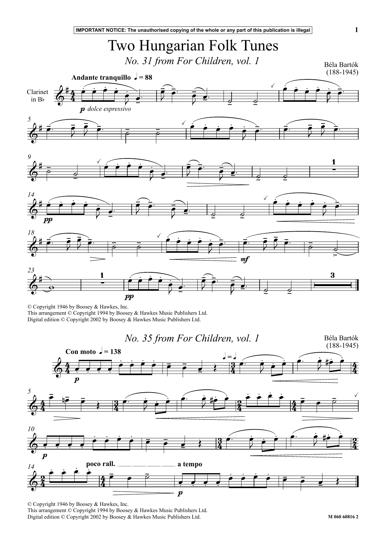 Produktbild zu: Two Hungarian Folk Tunes (No. 31 from For Children, Vol. 1)