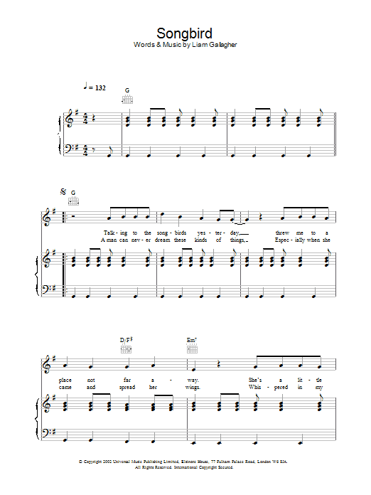 Produktgalerie: Seite 1 von 1 Songbird, Oasis, Gesang, Gitarre, Klavier