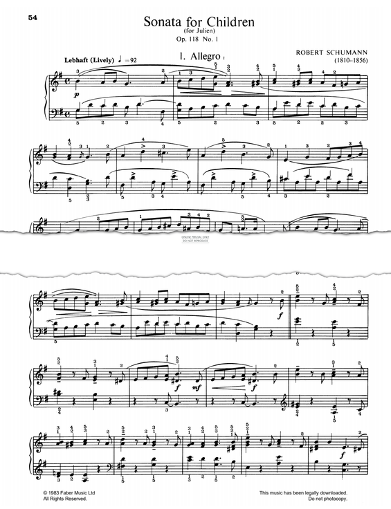 Produktgalerie: Seite 1 von 1 Sonata for Children Op.118, No.1, Robert Schumann, Klavier
