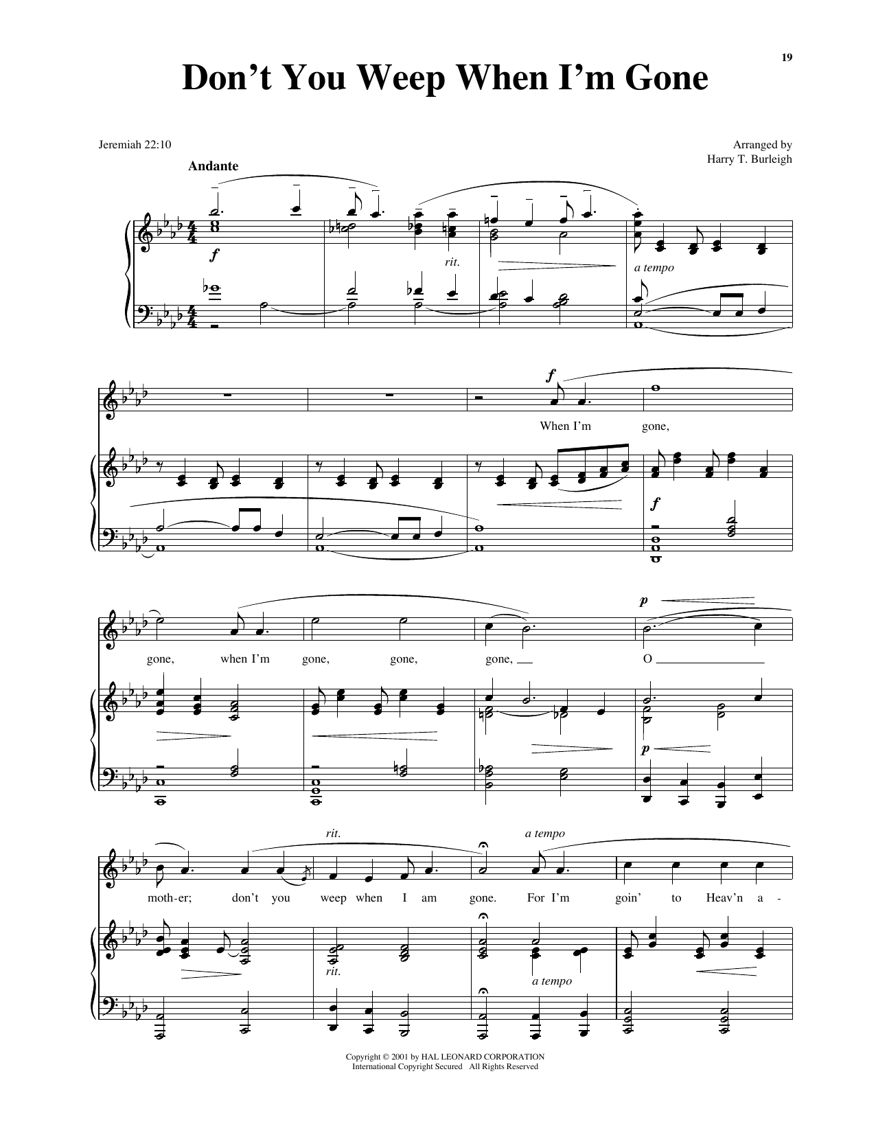 Produktgalerie: Seite 1 von 1 Don't You Weep When I'm Gone, African American Spiritual, Gesang, Klavier