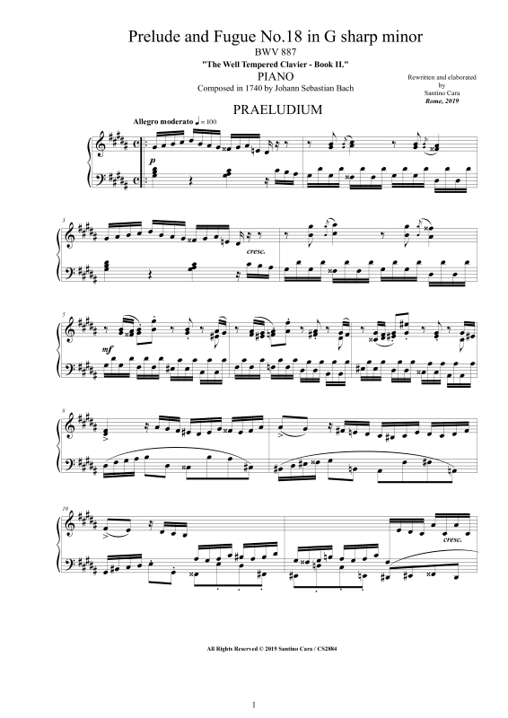 Product picture to: Präludium und Fuge Nr. 18 in Gis-Moll BWV 887Johann Sebastian Bach