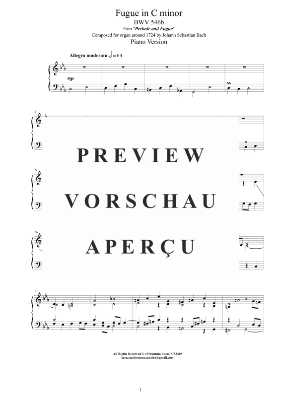 Produktgalerie: Seite 2 von 8 Fuge in C-Moll BWV 546b, , Klavier Solo