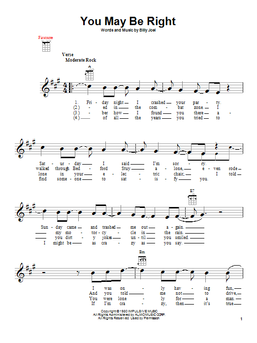 Product gallery: Page 1 of 1 You May Be Right, Billy Joel
