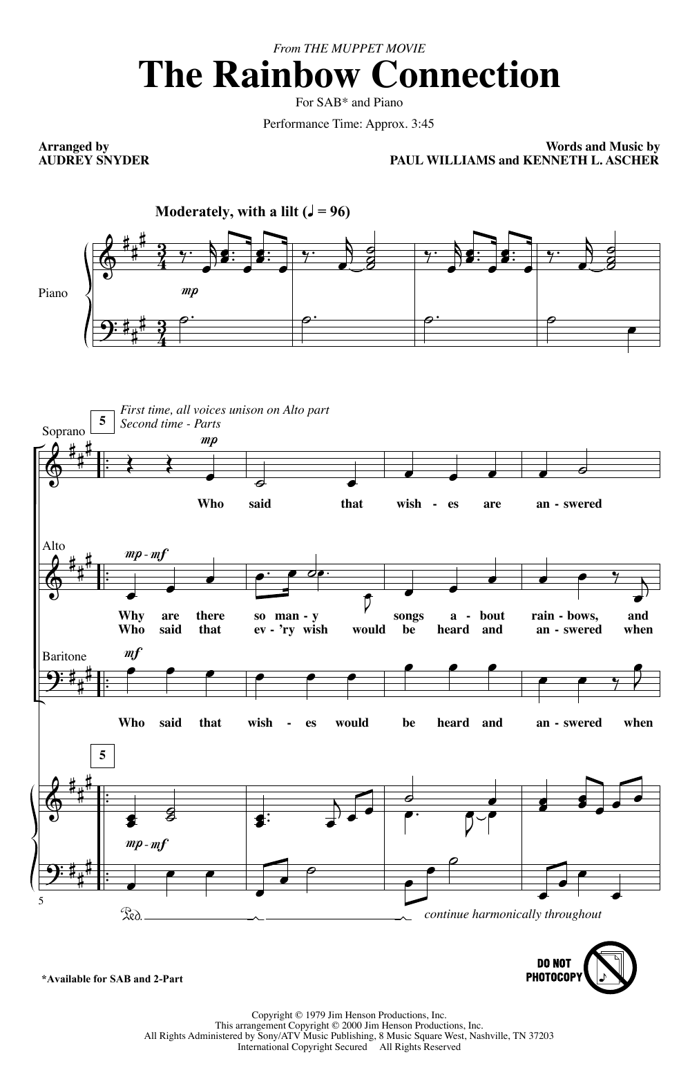 Produktbild zu: The Rainbow Connection (arr. Audrey Snyder)