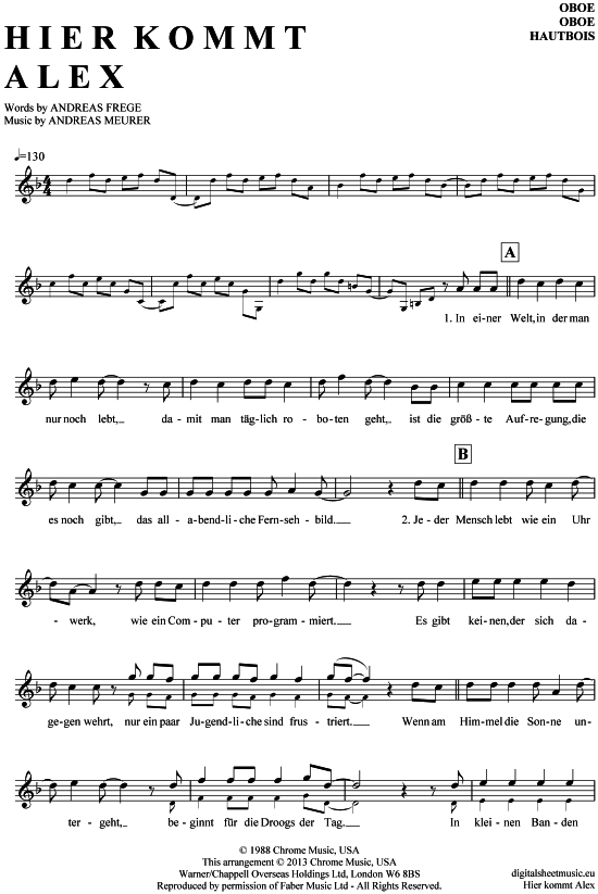 Produktgalerie: Seite 1 von 4 Hier kommt Alex , Toten Hosen, Die, (Oboe)