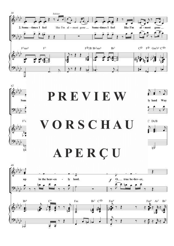 Produktgalerie: Seite 11 von 11 Sometimes I Feel Like a Motherless Child, , Gemischter Chor SAB, Sopran Solo und Klavier