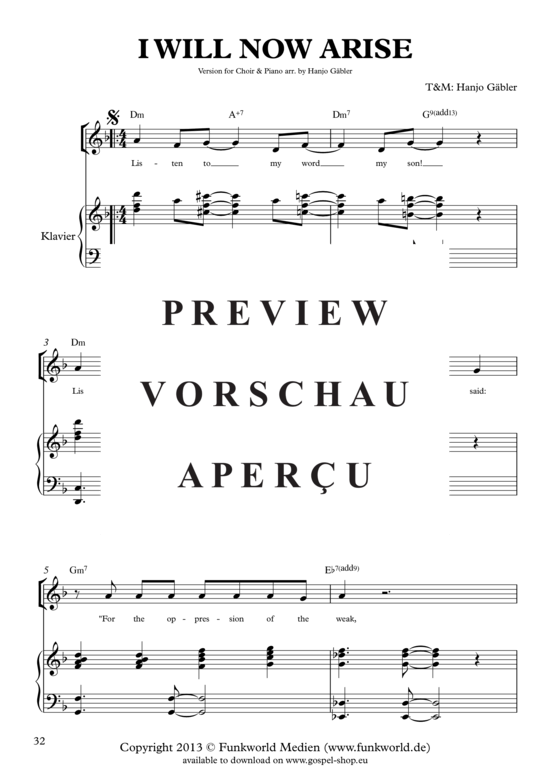 Product gallery: Page 2 of 12 I will now arise, Gäbler, Hanjo, Vocals and Piano