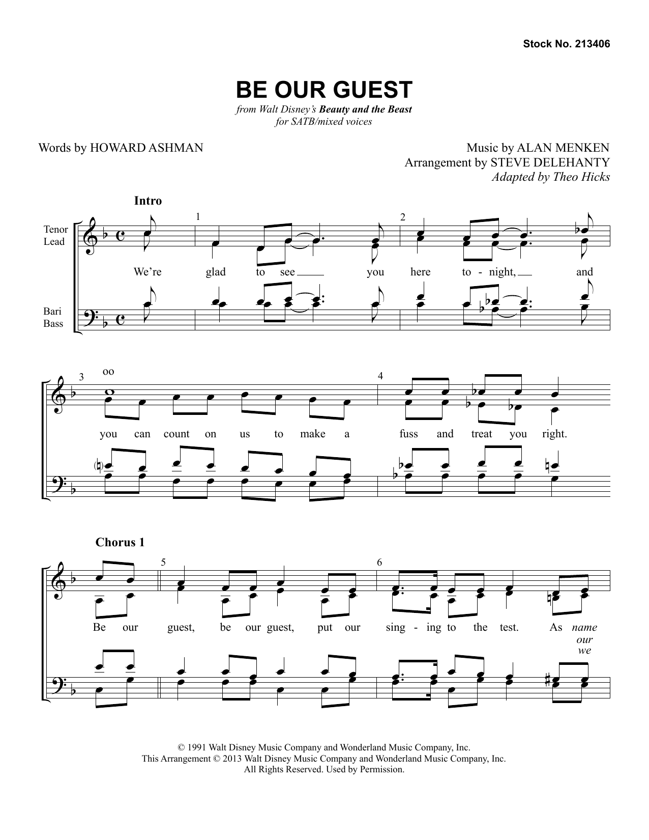 Product gallery: Page 1 of 1 Be Our Guest (from Beauty And The Beast) (arr. Steve Delehanty), Alan Menken & Howard Ashman