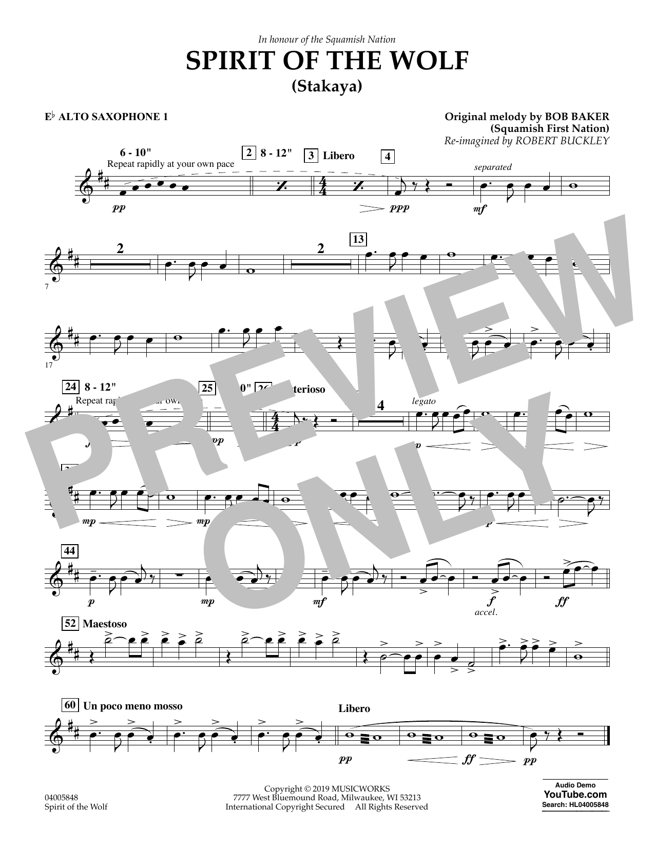 Product picture to: Spirit of the Wolf (Stakaya) - Eb Alto Saxophone 1