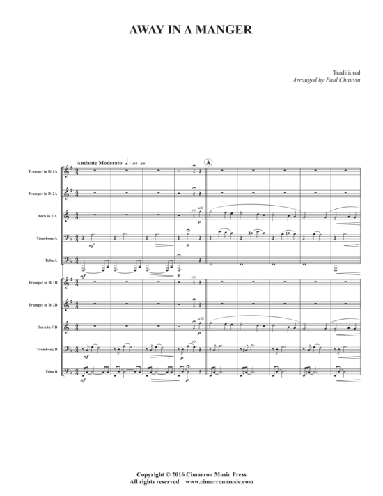 Produktbild zu: Away In A Manger Traditional (arr. Paul Chauvin)