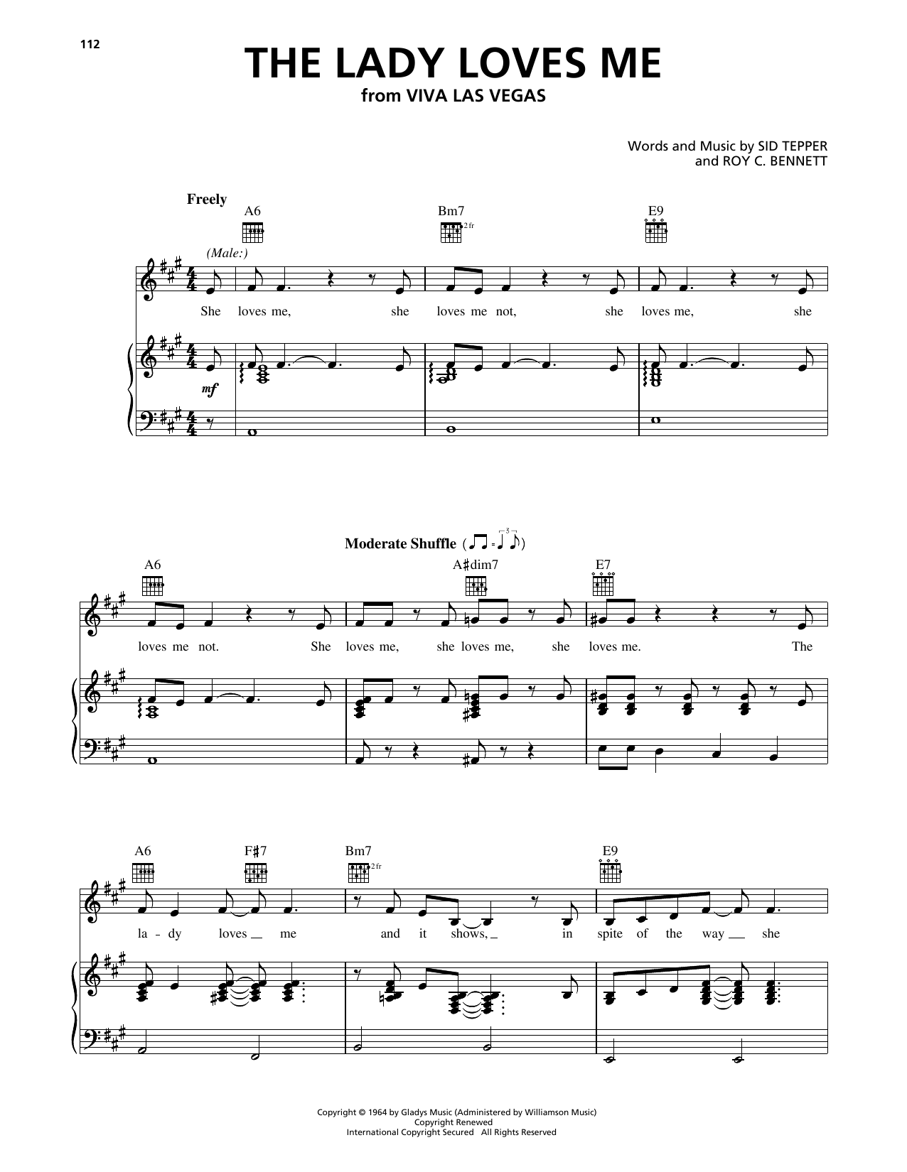 Produktgalerie: Seite 1 von 1 The Lady Loves Me (from Viva Las Vegas), Elvis Presley, Gesang, Gitarre, Klavier