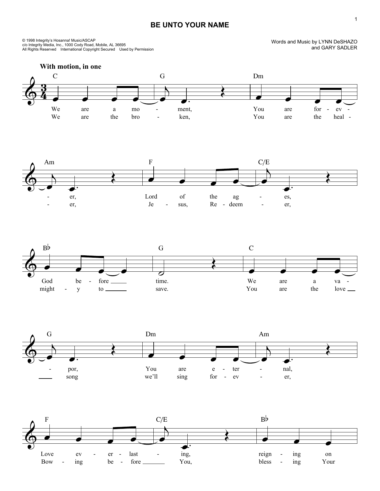 Produktbild zu: Be Unto Your Name