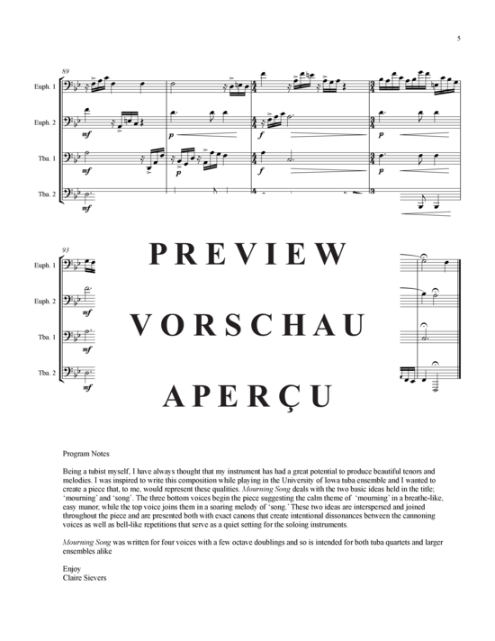 Product gallery: Page 6 of 18 Mourning Song , , (Tuba Quartet: 2x Baritone, 2xTuba)