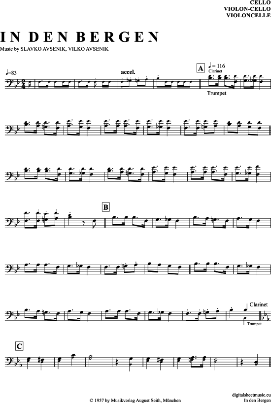 Produktgalerie: Seite 1 von 4 In Den Bergen , Avsenik, Slavko, (Violon-Cello)