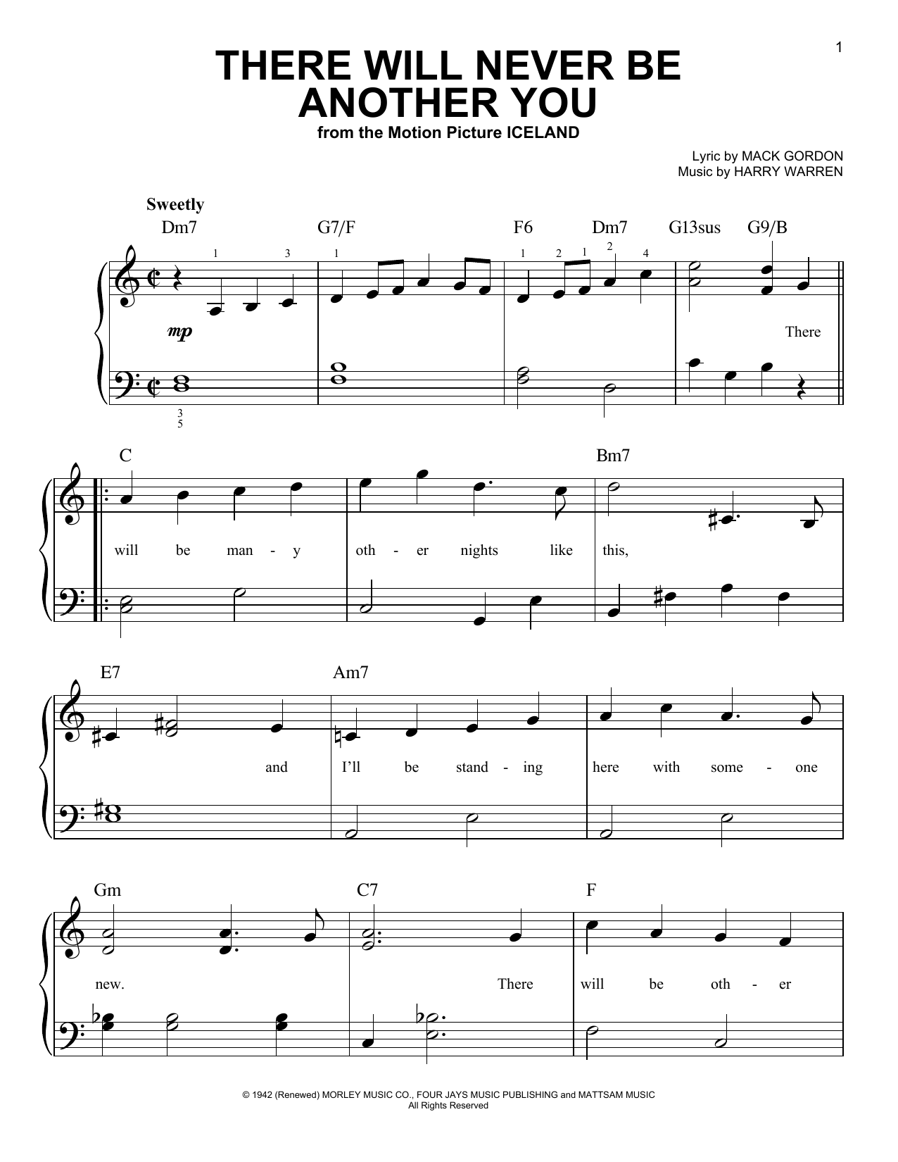 Produktgalerie: Seite 1 von 1 There Will Never Be Another You, Harry Warren, Klavier