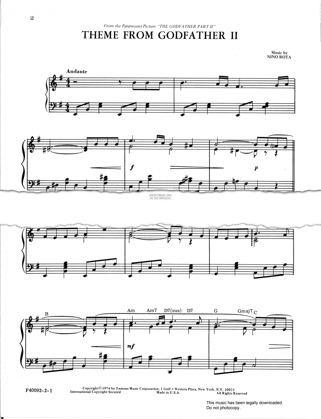 gallery: Theme from 'The Godfather Part II', Nino Rota, Gitarre, Klavier