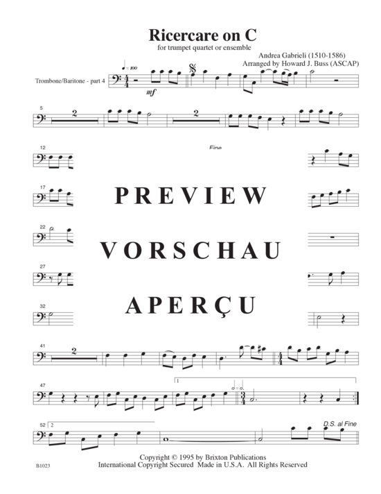 gallery: Ricercare (4/3 Trompeten in B und 1 Basstrompete/Posaume) , ,  (opt. Bass-Stimme für Teil 4)