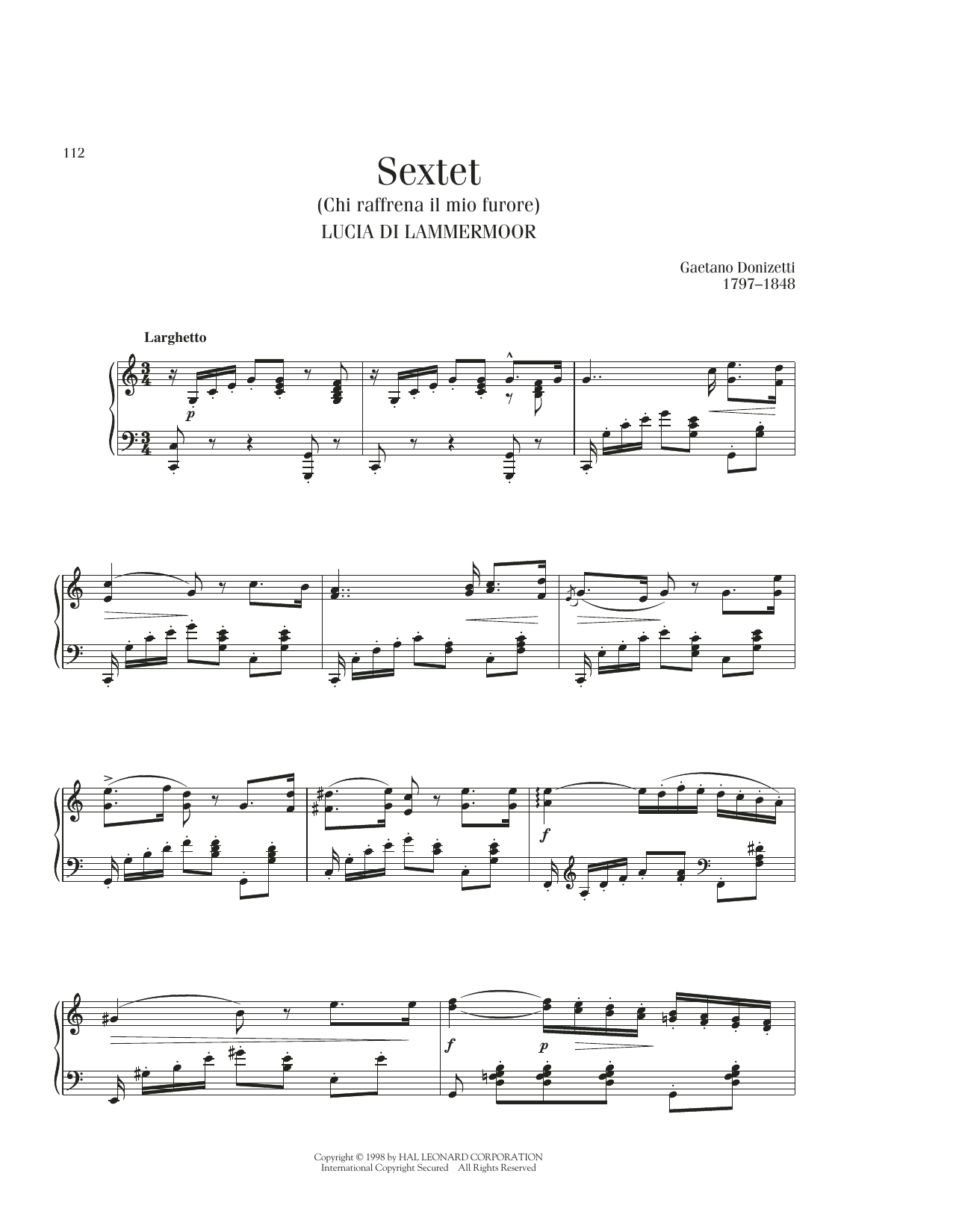 Product gallery: Page 1 of 1 Sextet (Chi Raffrena Il Mio Furore), Gaetano Donizetti