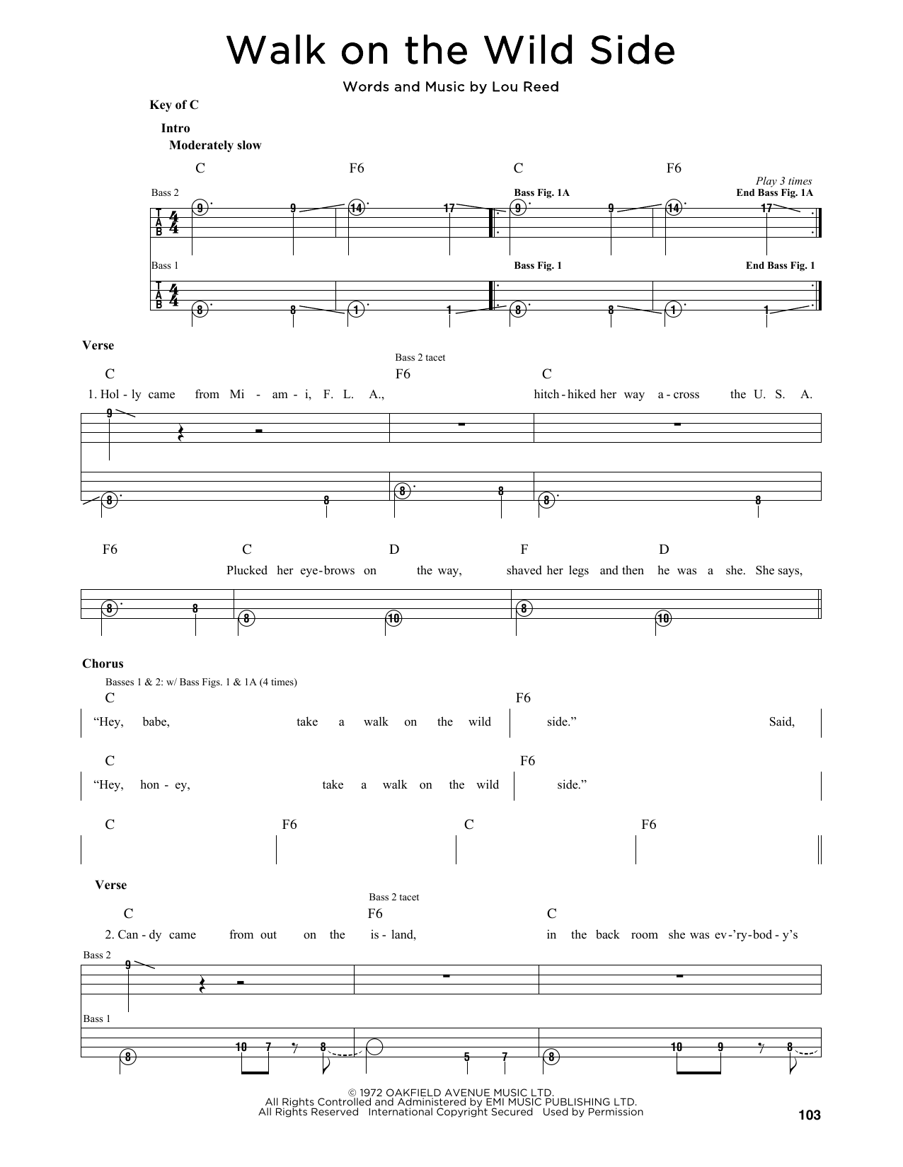 Produktgalerie: Seite 1 von 1 Walk On The Wild Side, Lou Reed, E-Bass, Gitarre