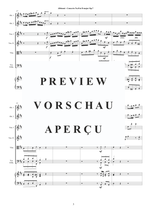 Product gallery: Page 4 of 11 Concerto No.8 in D-Dur Op.7, , 2 Solo Oboes, String Ensemble, and Harpsichord (Bc)