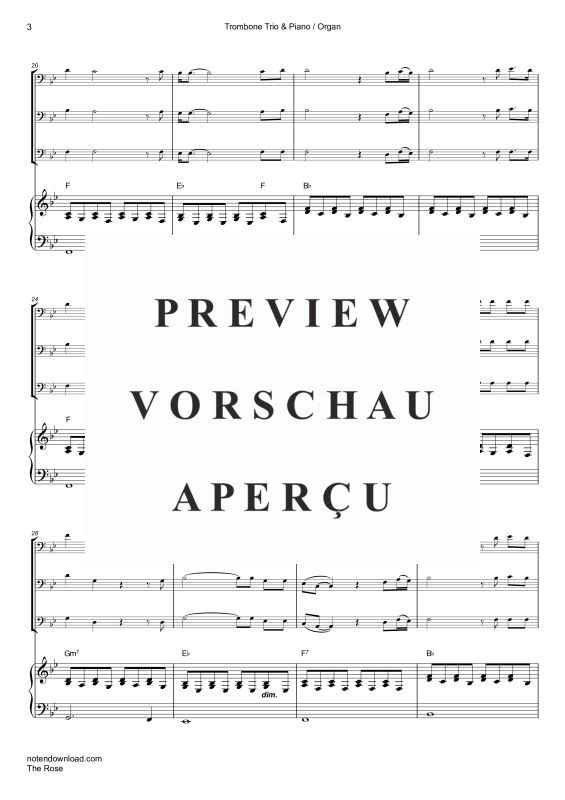 Product gallery: Page 6 of 11 The Rose, Midler, Bette, Trio For 3 Trombones and Piano/Organ, Cello (Optional) - Single Version