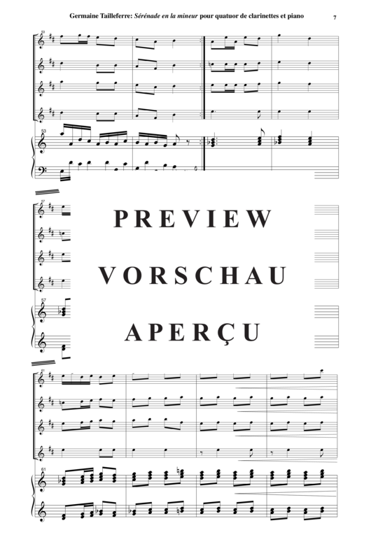 Product gallery: Page 8 of 21 Sérénade en La Mineur , , (Quintet for 3x clarinet in Bb, bass clarinet + piano)