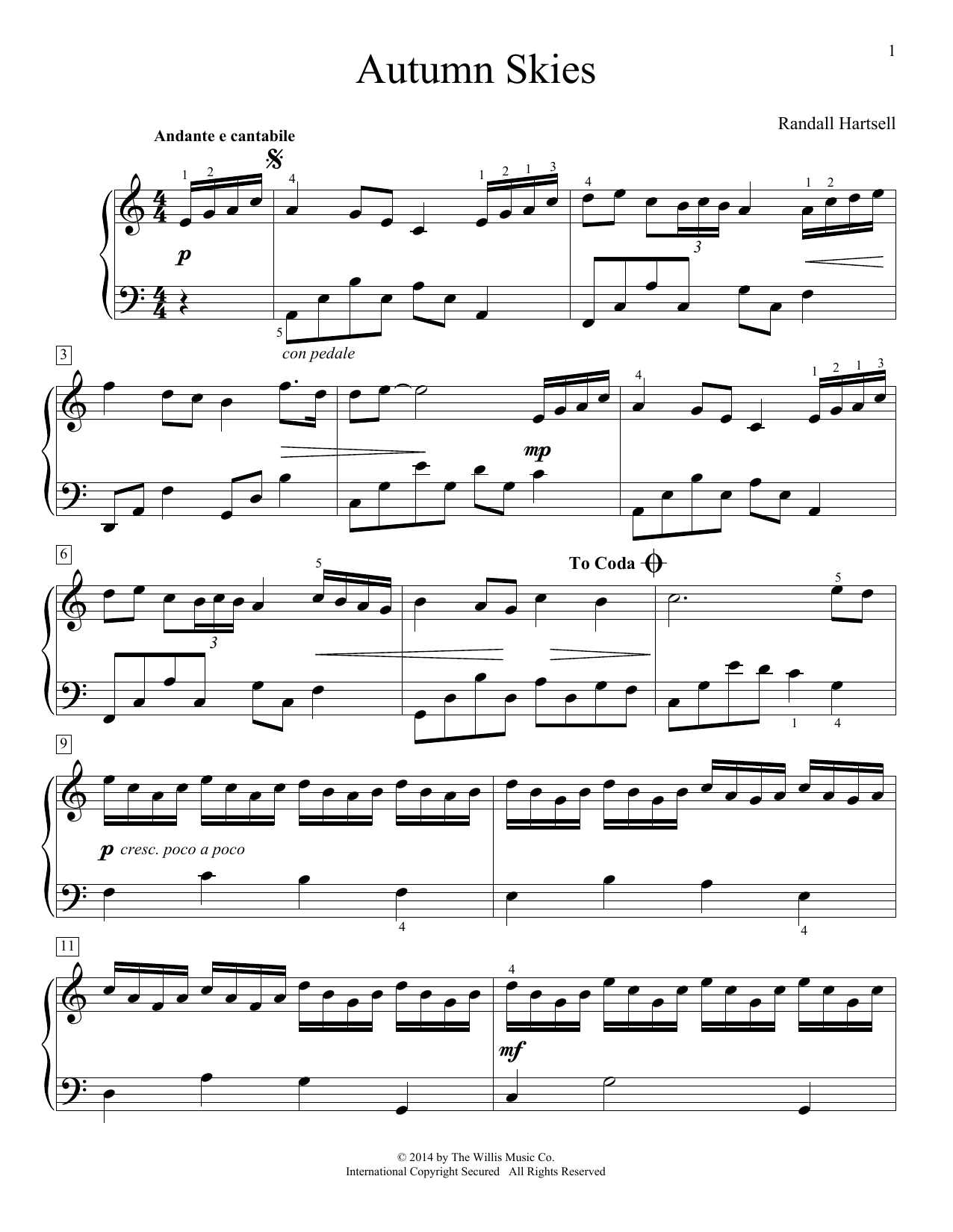 Produktgalerie: Seite 1 von 1 Autumn Skies, Randall Hartsell, Klavier