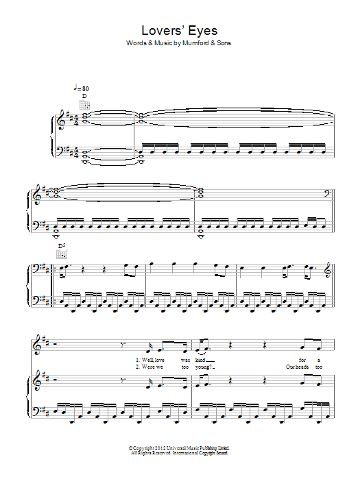 Produktgalerie: Seite 1 von 1 Lovers' Eyes, Mumford & Sons, Gesang, Gitarre, Klavier