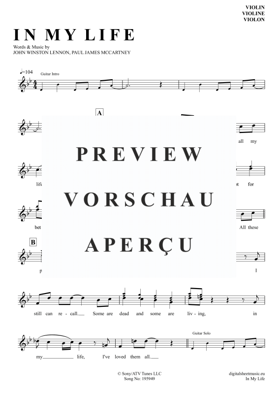 Produktgalerie: Seite 2 von 4 In My Life, Beatles, The, (Violine)